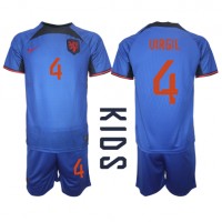 Maglie da calcio Olanda Virgil van Dijk #4 Seconda Maglia Bambino Mondiali 2022 Manica Corta (+ Pantaloni corti)